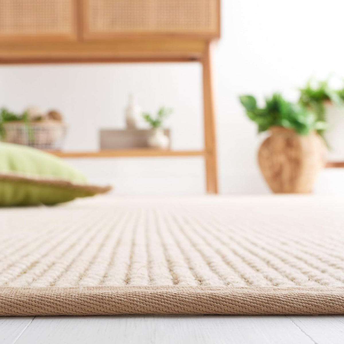 3×5 ft Bordered Woven Sisal‑Wool Rug
