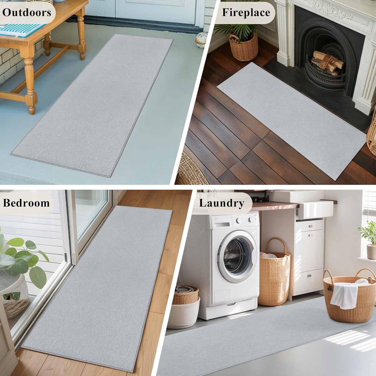 2x6 Ft Gray Non‑Slip Washable Runner Rug