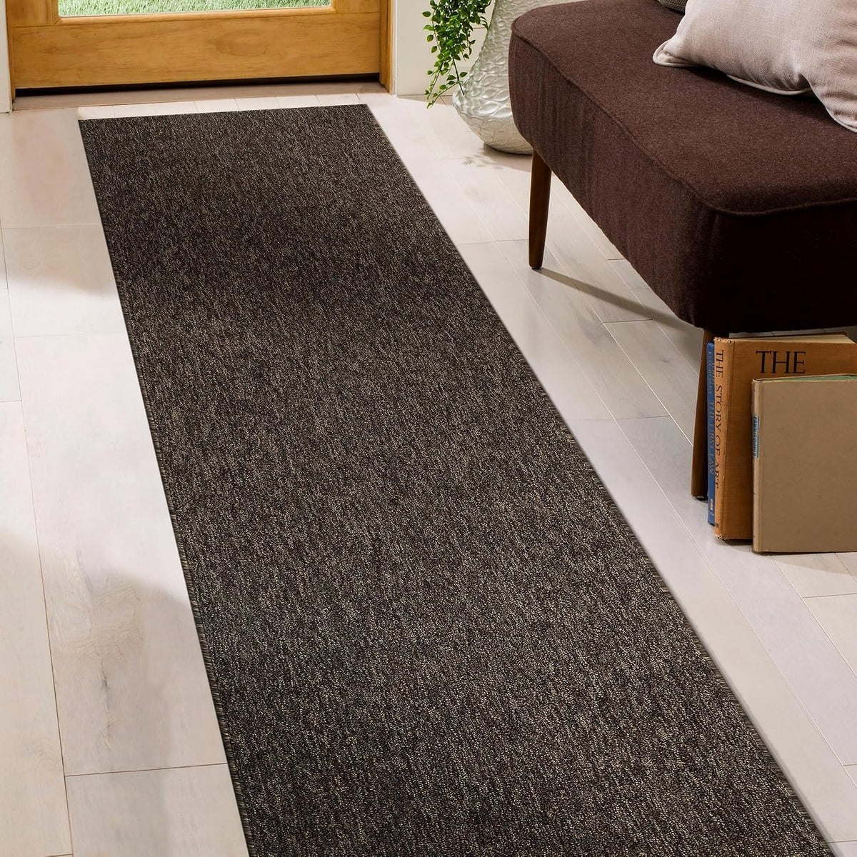 2' x 6' Brown Textured Non‑Slip Runner Rug