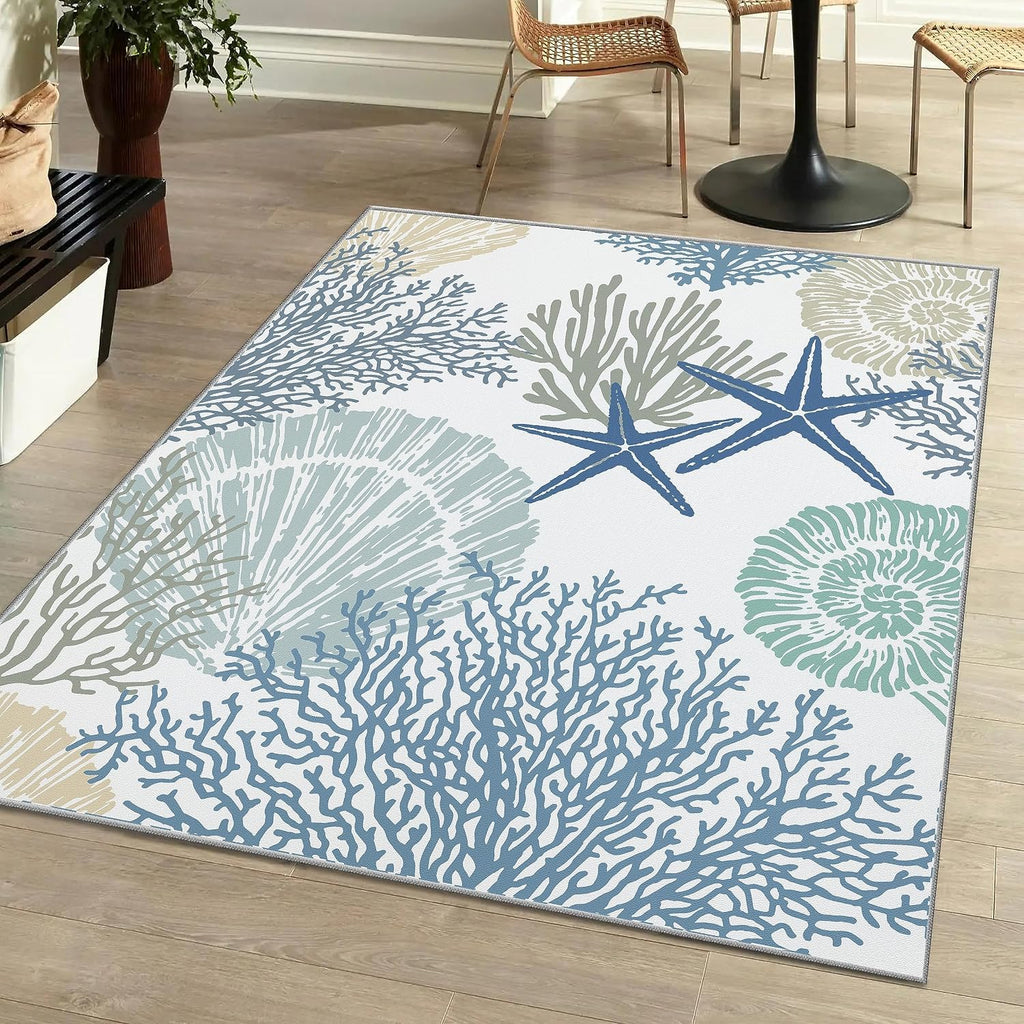 4×6 ft Coastal Blue Area Rug