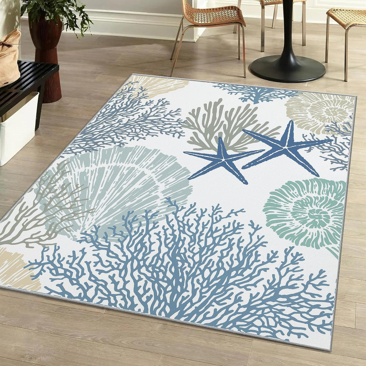 4×6 ft Coastal Blue Area Rug