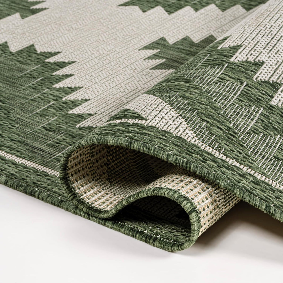 4X6 Green‑Cream Indoor‑Outdoor Area Rug