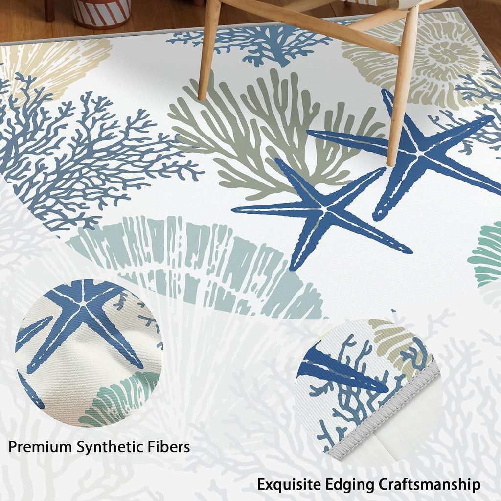 4×6 ft Coastal Blue Area Rug