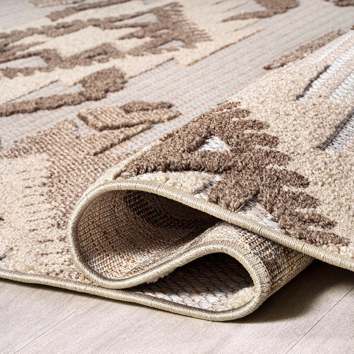 4X6 Brown‑Ivory Indoor‑Outdoor Area Rug