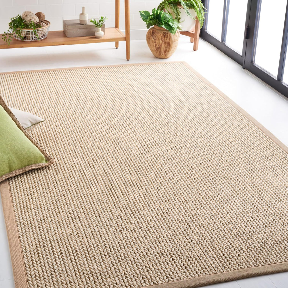 3×5 ft Bordered Woven Sisal‑Wool Rug