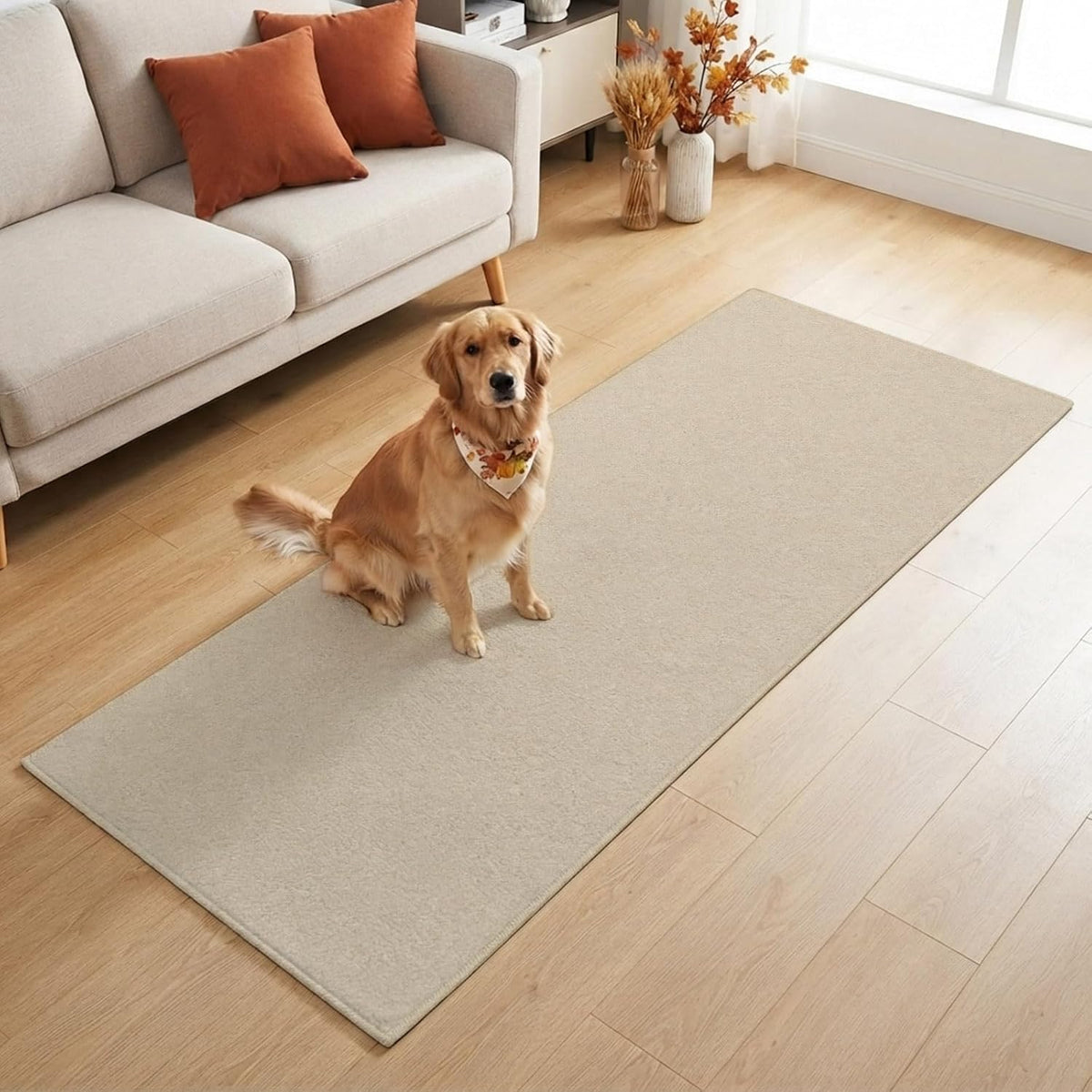 2x6 FT Tan Non‑Slip Washable Runner Rug