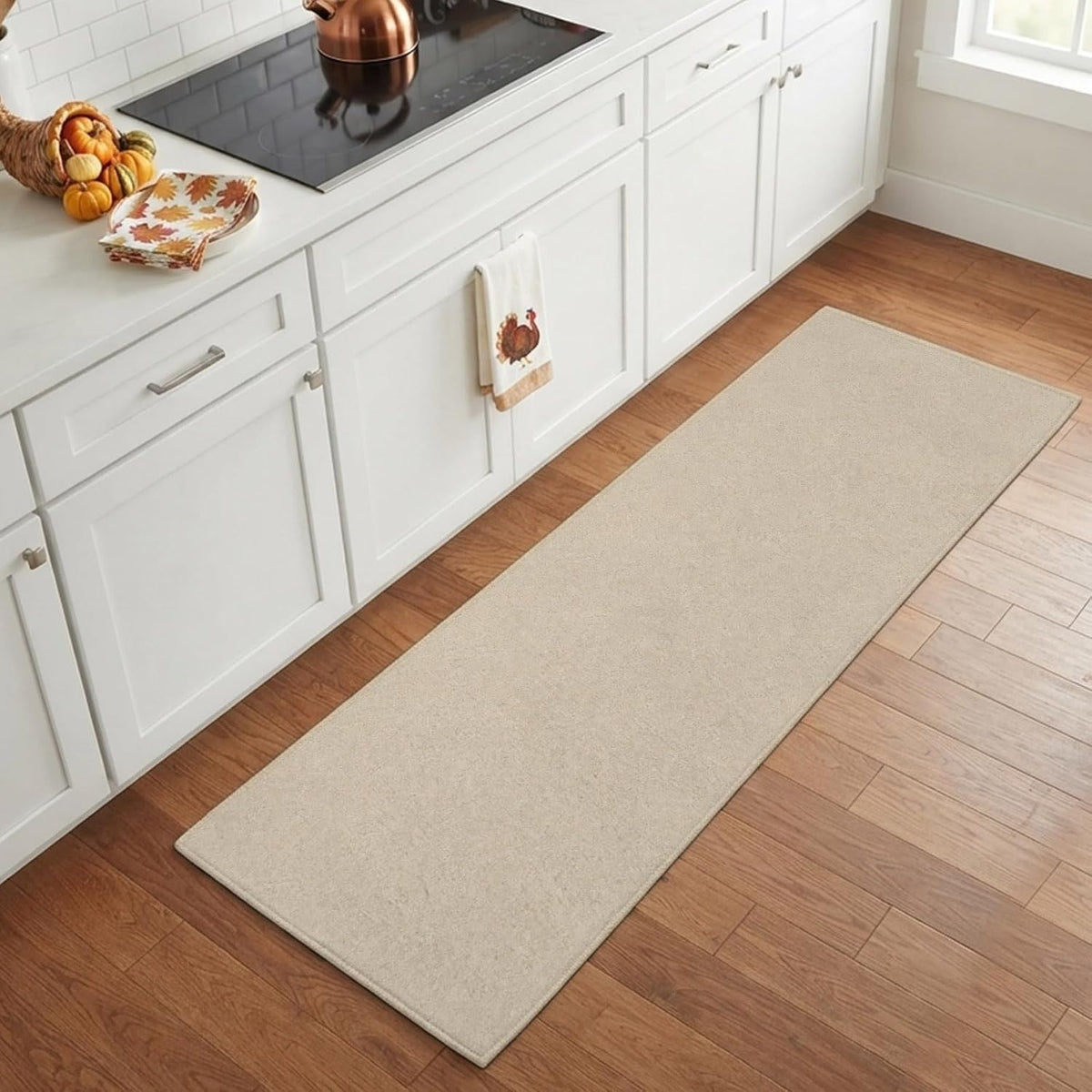 2x6 FT Tan Non‑Slip Washable Runner Rug