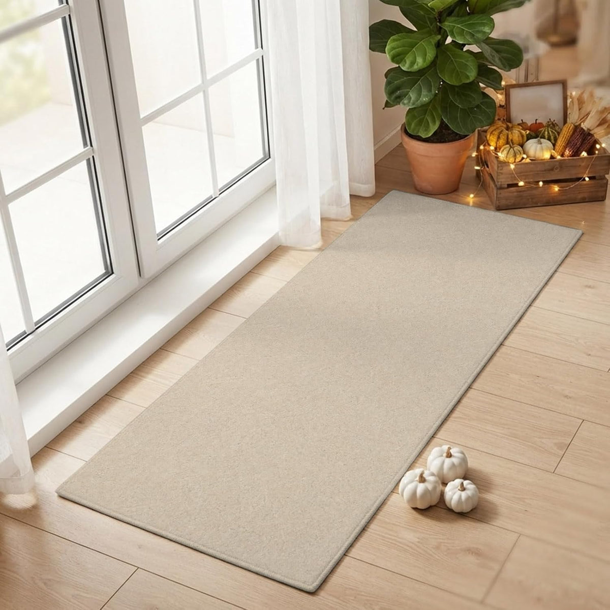 2x6 FT Tan Non‑Slip Washable Runner Rug