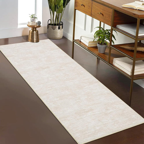 2x12 Ft Cream Non‑Slip Washable Runner Rug