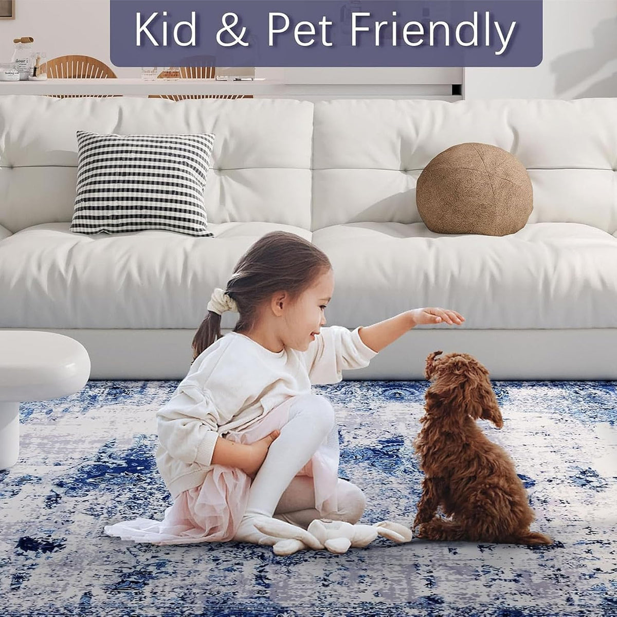 8×10 ft Washable Abstract Area Rug