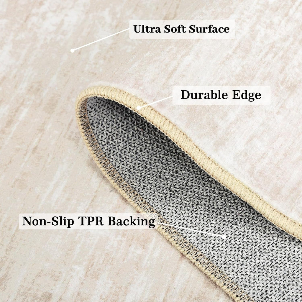 2x12 Ft Cream Non‑Slip Washable Runner Rug