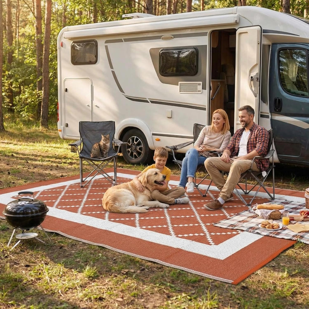 9x18 Ft Terracotta Reversible Outdoor Rug