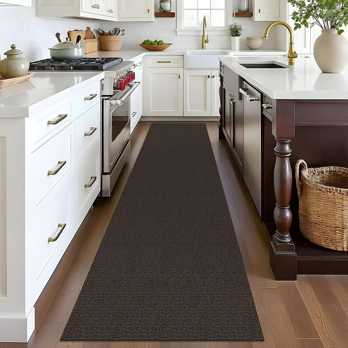 2x8 Ft Taupe‑Coffee Non‑Slip Washable Runner Rug