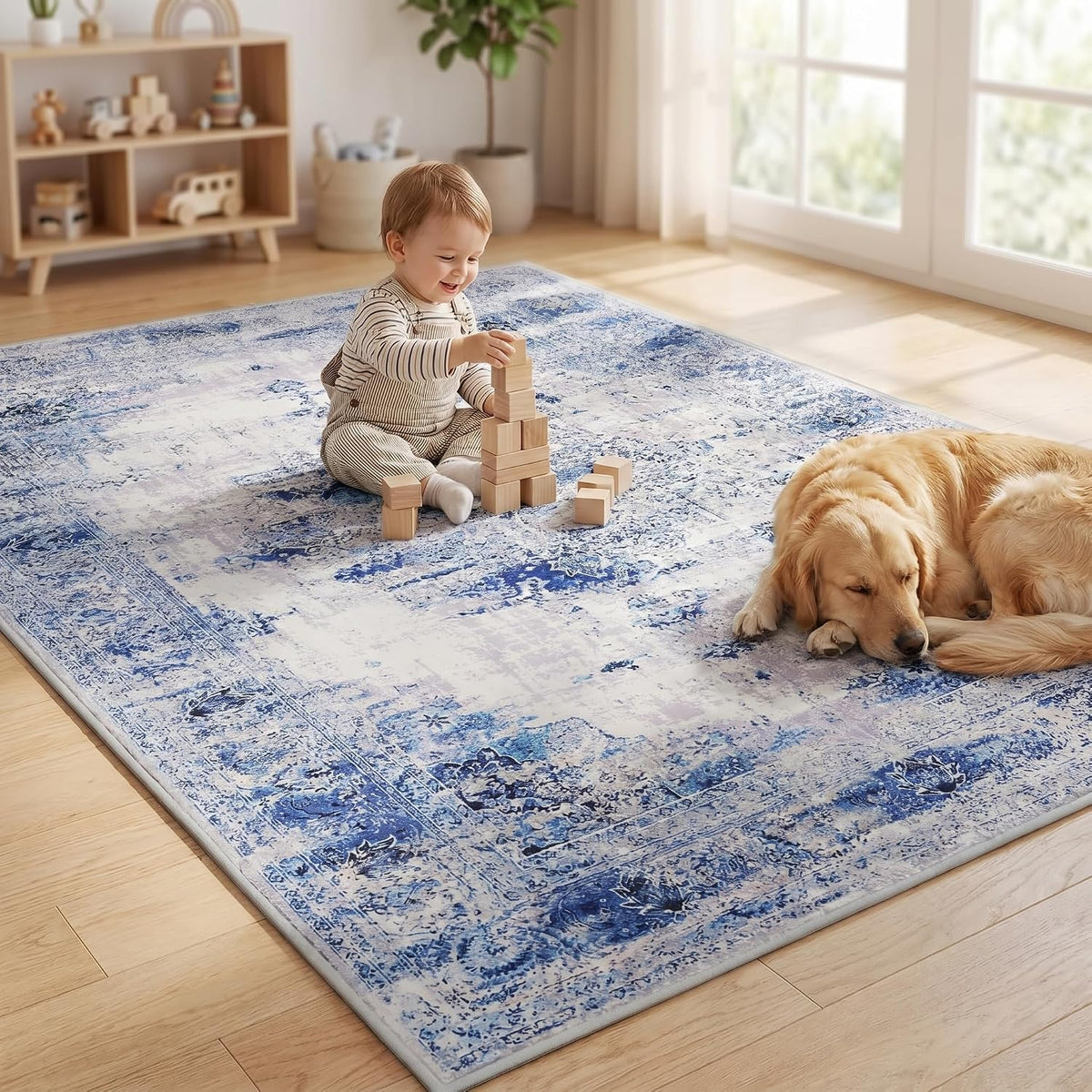 8×10 ft Washable Abstract Area Rug