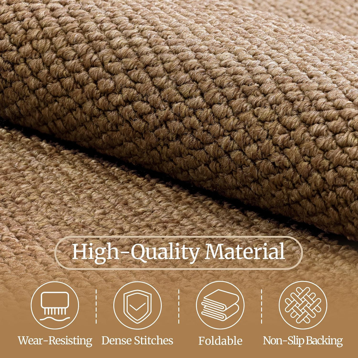3×5 ft Washable Faux Sisal Area Rug