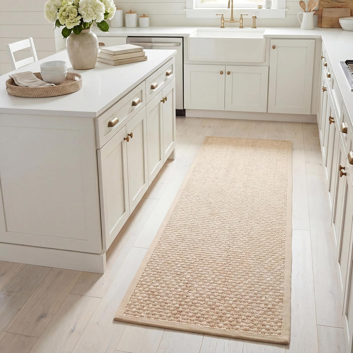 2'6"×6 ft Bordered Sisal Runner Rug