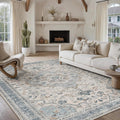 PureCozy Blue Area Rug 6x9 Living Room Vintage Floral Non-Slip Carpet