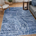 5×7 ft Abstract Blue Washable Area Rug
