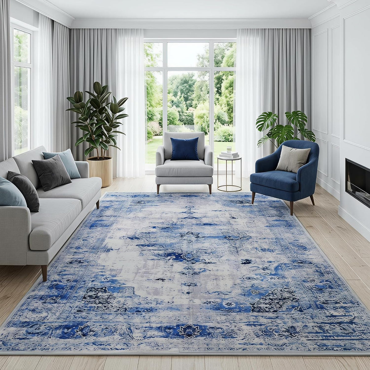 8×10 ft Washable Abstract Area Rug