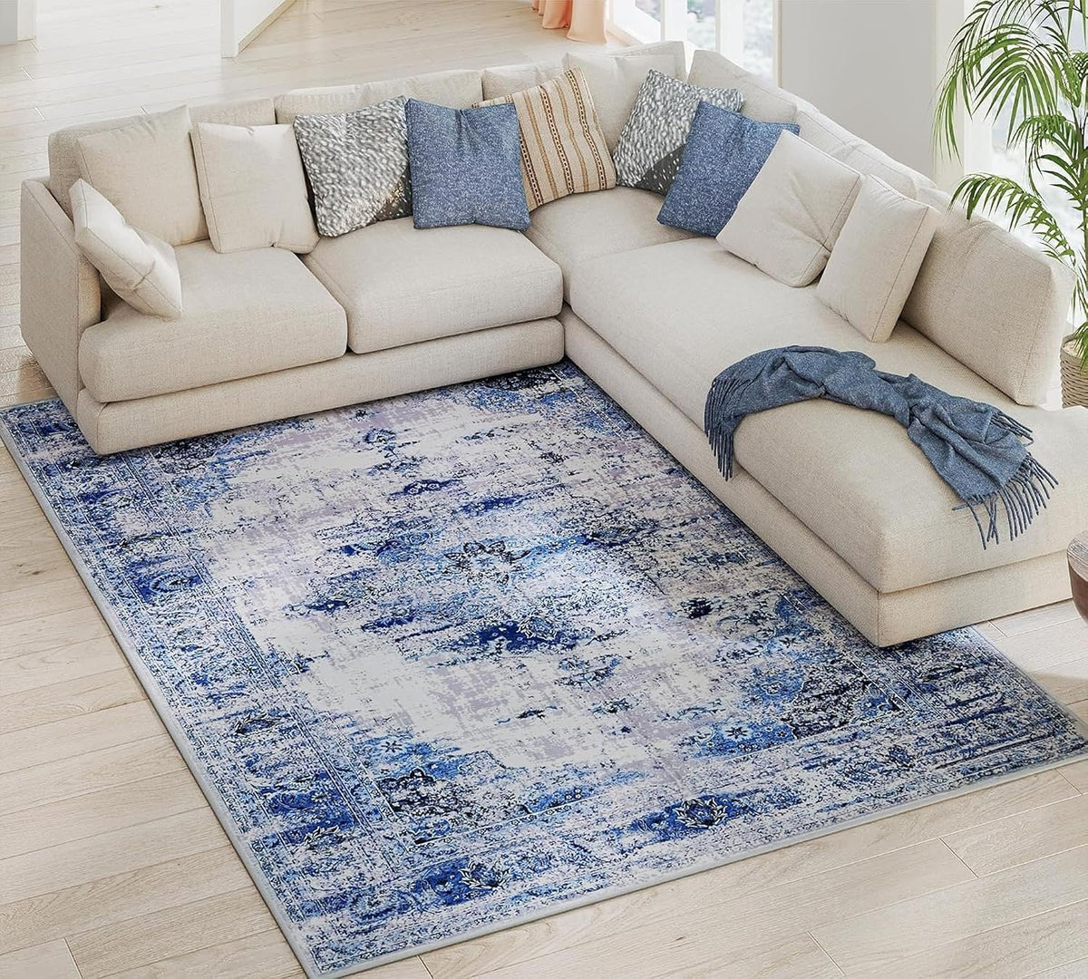 8×10 ft Washable Abstract Area Rug