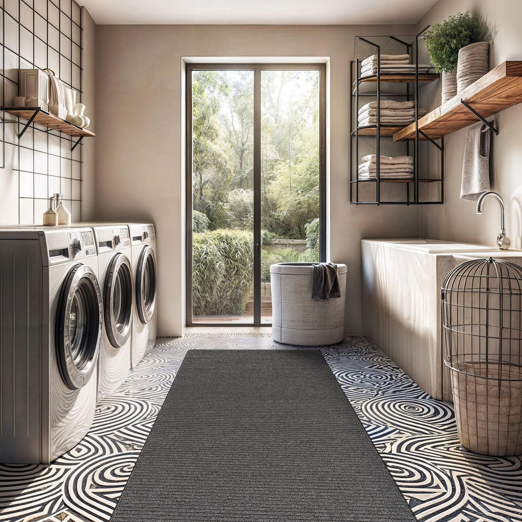 2x5 Ft Gray Washable Non‑Slip Runner Rug