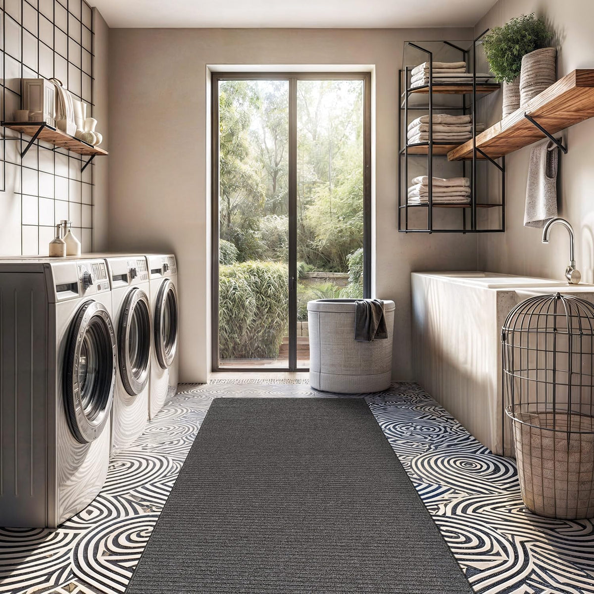 2x5 Ft Gray Washable Non‑Slip Runner Rug