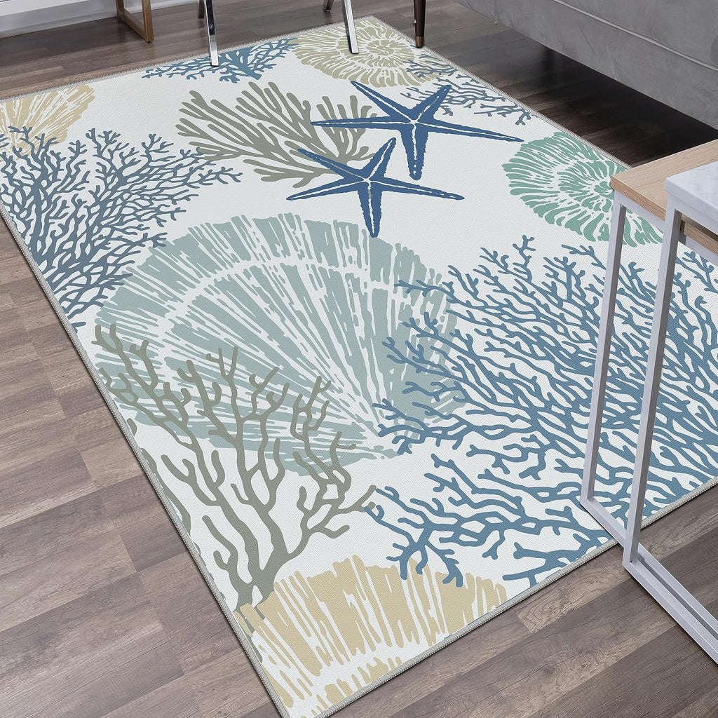 4×6 ft Coastal Blue Area Rug