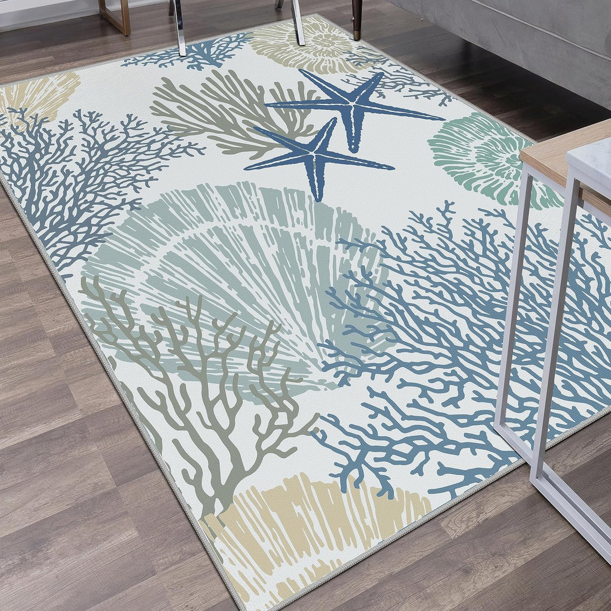 4×6 ft Coastal Blue Area Rug