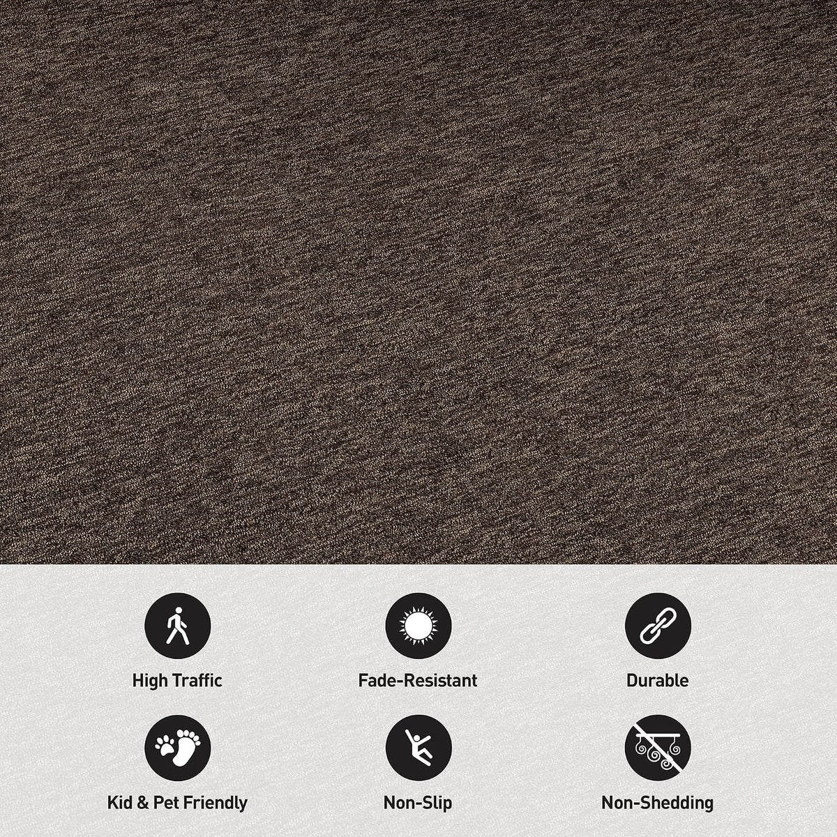 2' x 6' Brown Textured Non‑Slip Runner Rug
