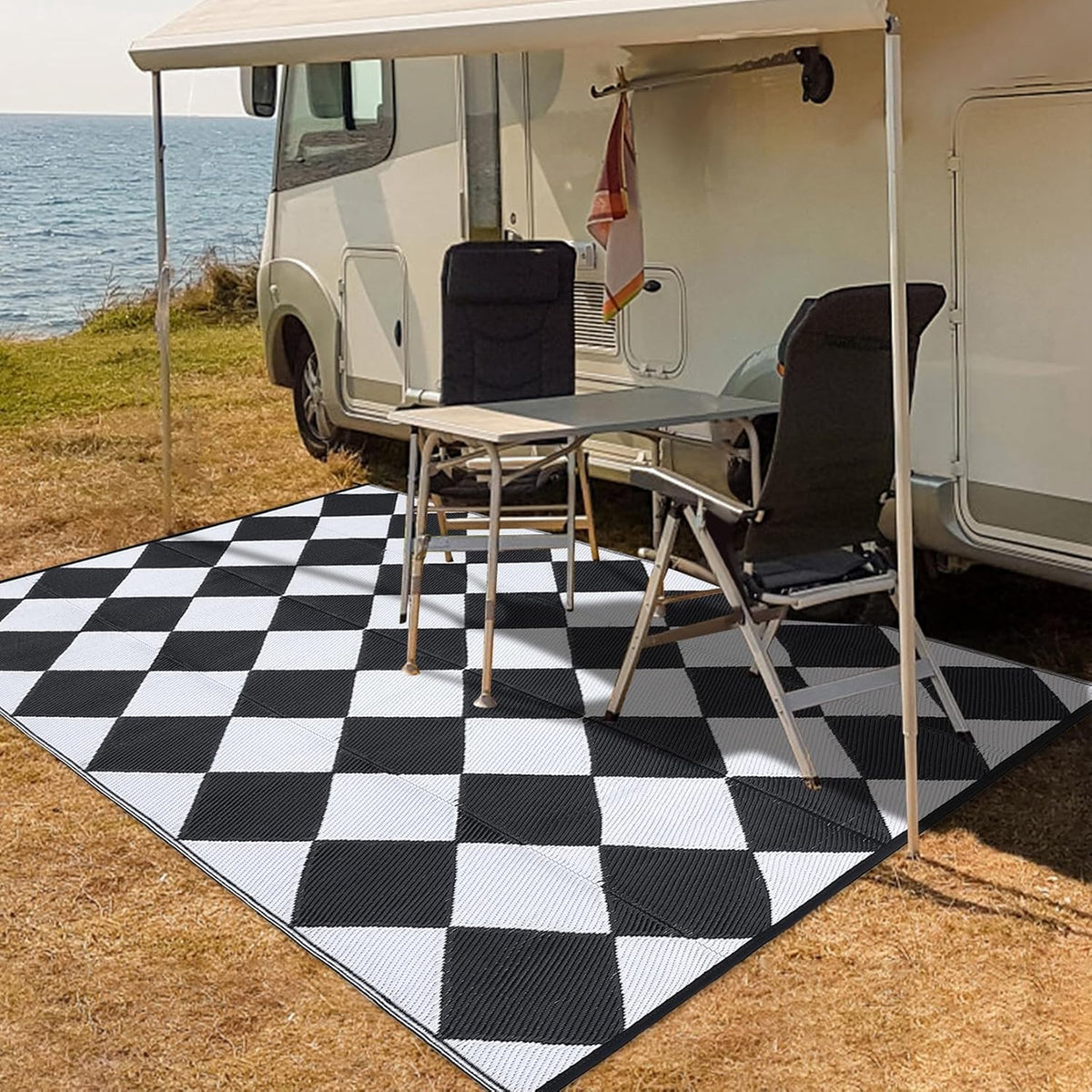9×18 ft Reversible Waterproof Outdoor Straw Rug