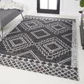 5X8 Black‑Ivory Indoor‑Outdoor Area Rug