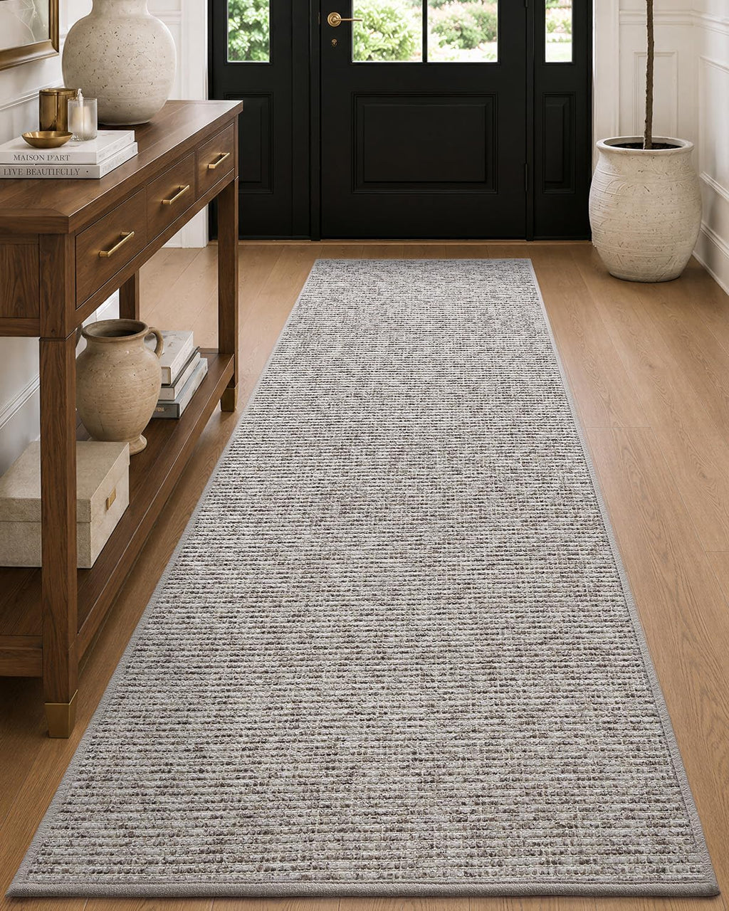 36"x96" Heather‑Beige Non‑Slip Runner Rug
