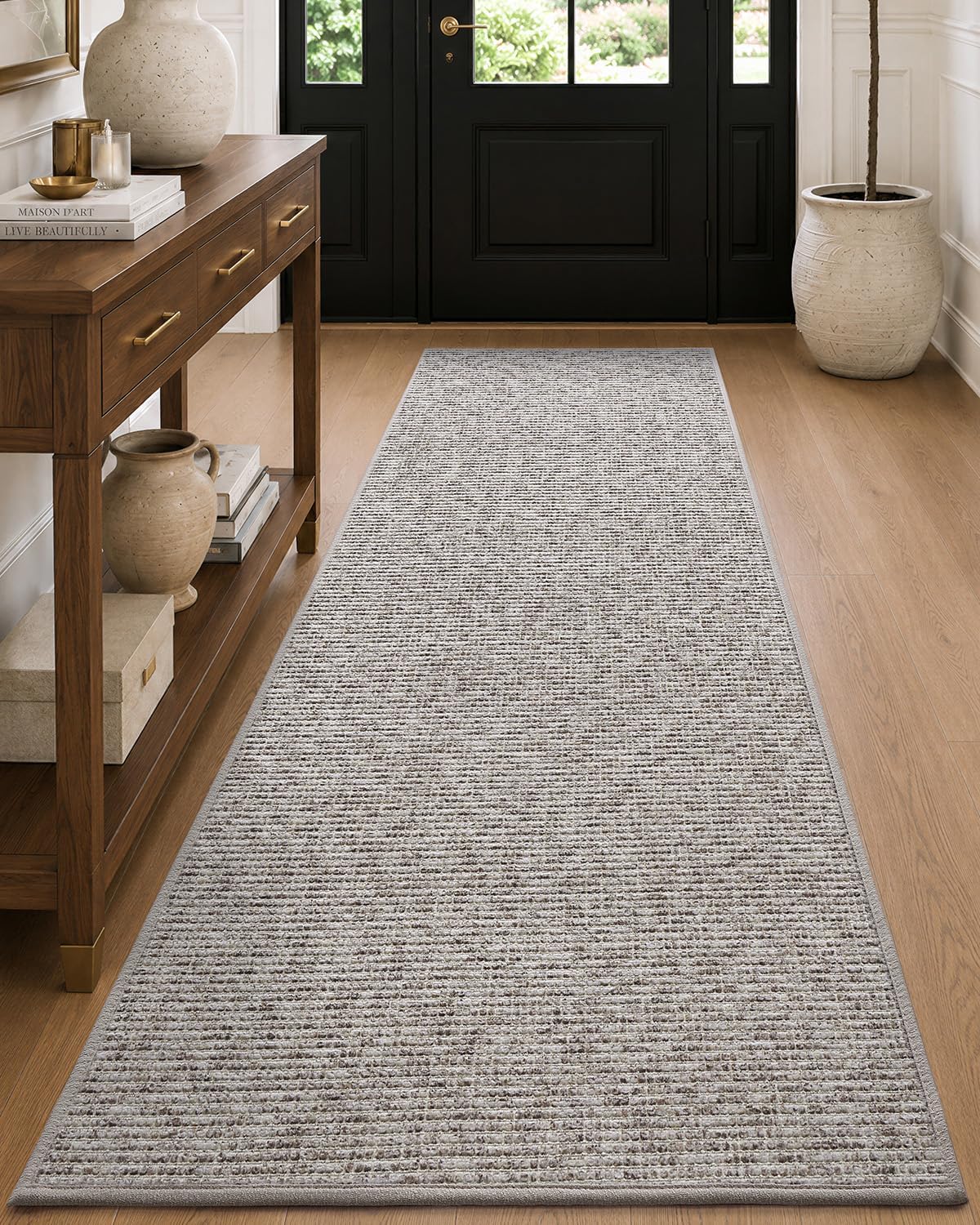 36"x96" Heather‑Beige Non‑Slip Runner Rug