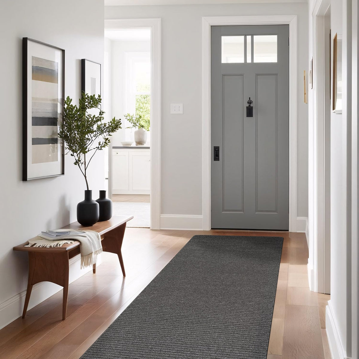 2x5 Ft Gray Washable Non‑Slip Runner Rug