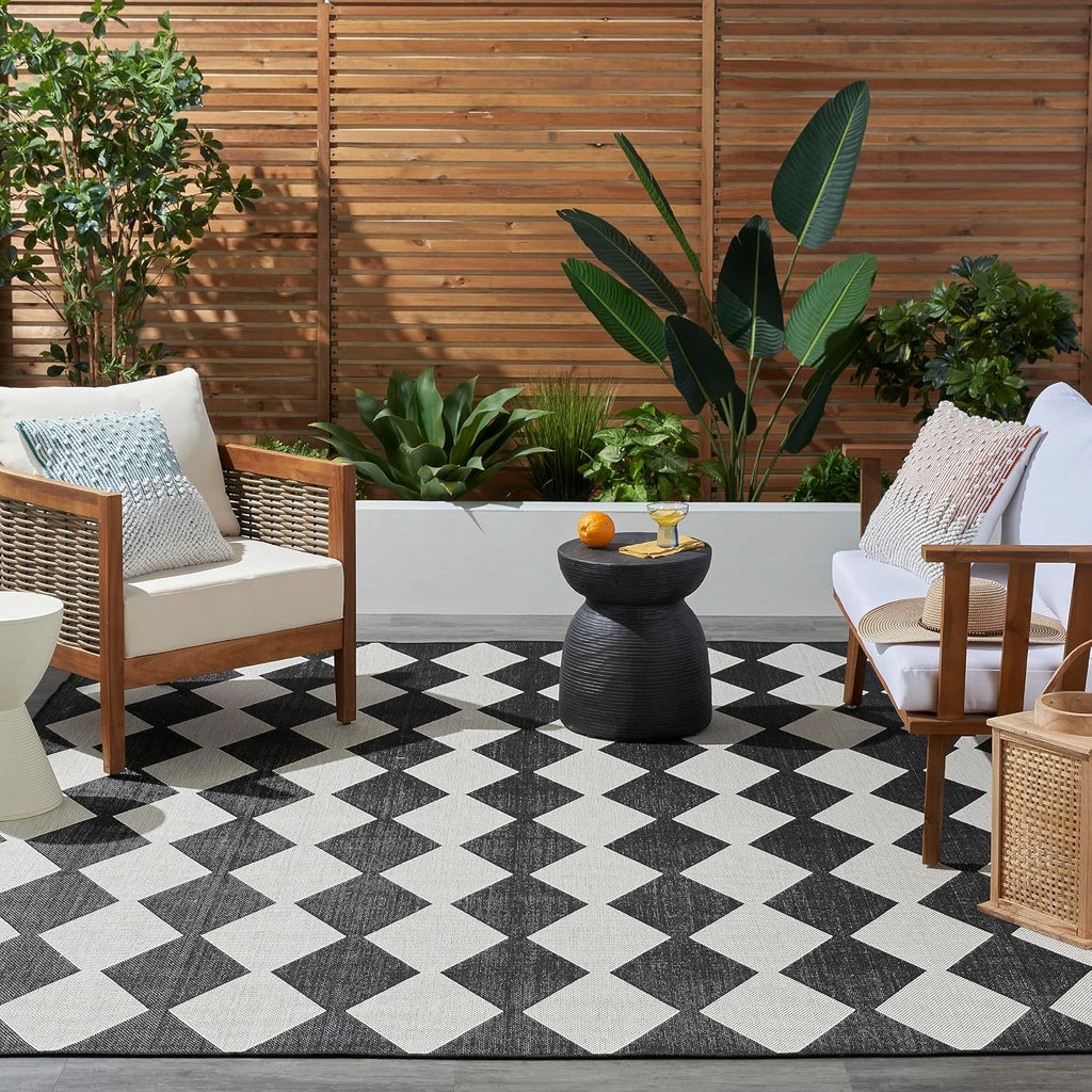 5' x 7' Black Easy‑Clean Non‑Shedding Area Rug
