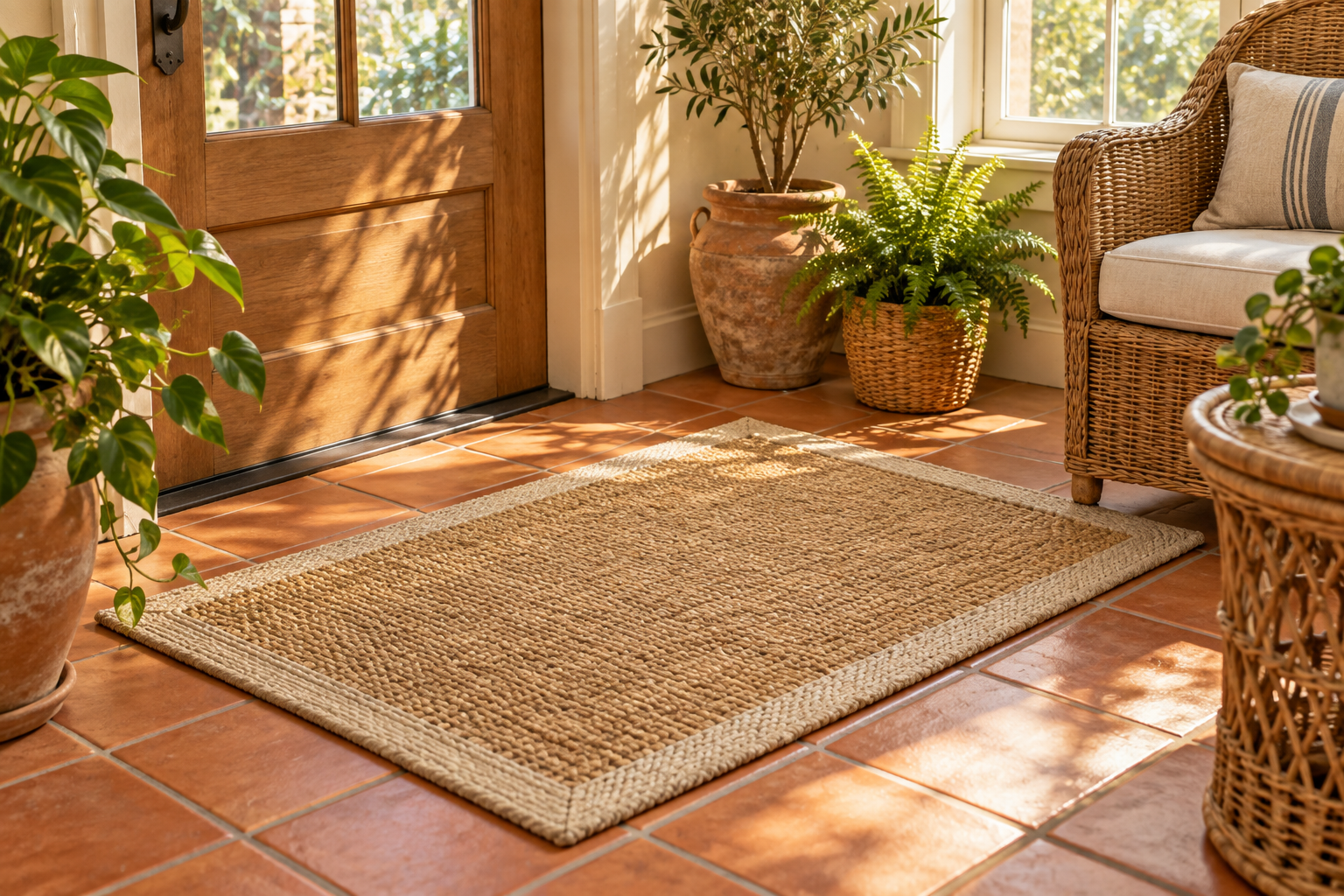 Natural Sisal Bordered Floor Mat
