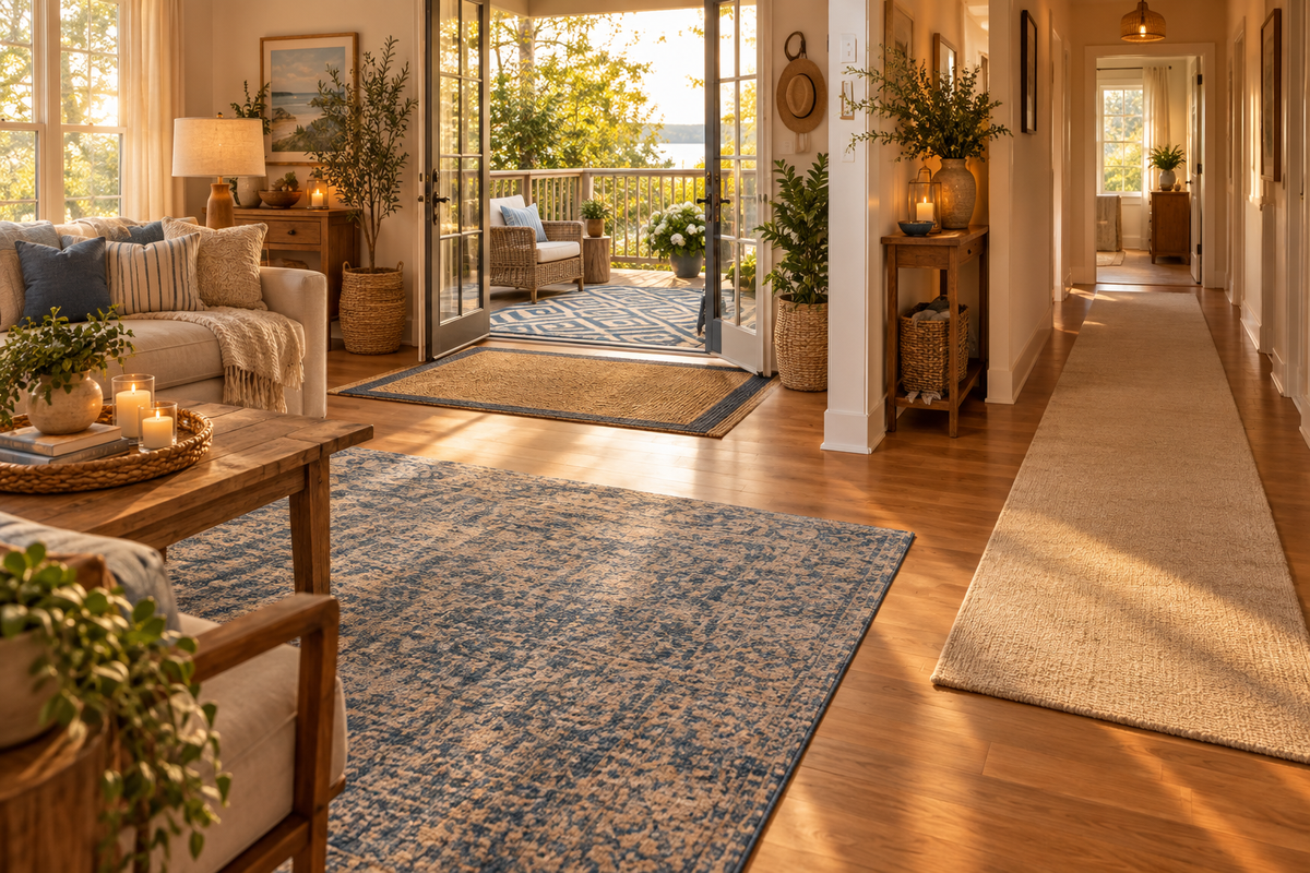 Warm Cozy Home with All Four Rug Categories